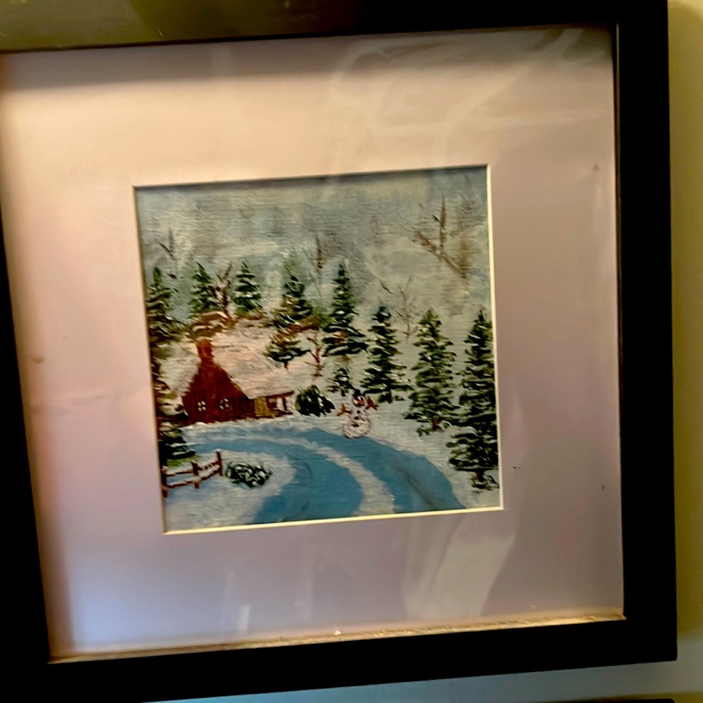 Winter Cabin Painting